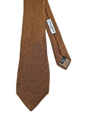 Dolce Gabbana Cravatte Cashmere Silk Knit Neck tie Brown Textured Italy